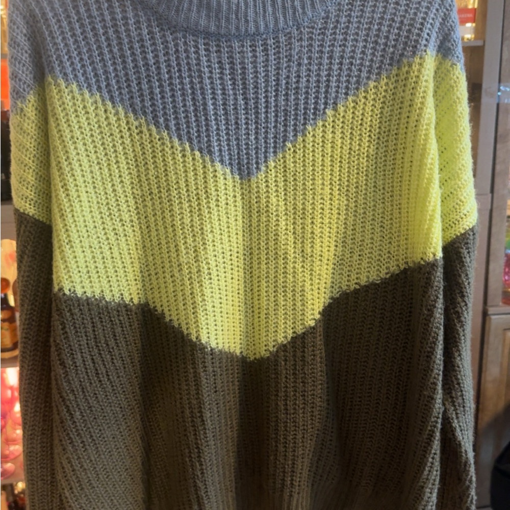 SALE! HYFVE Chevron Knit Sweater in Gray, Yellow, and Brown
